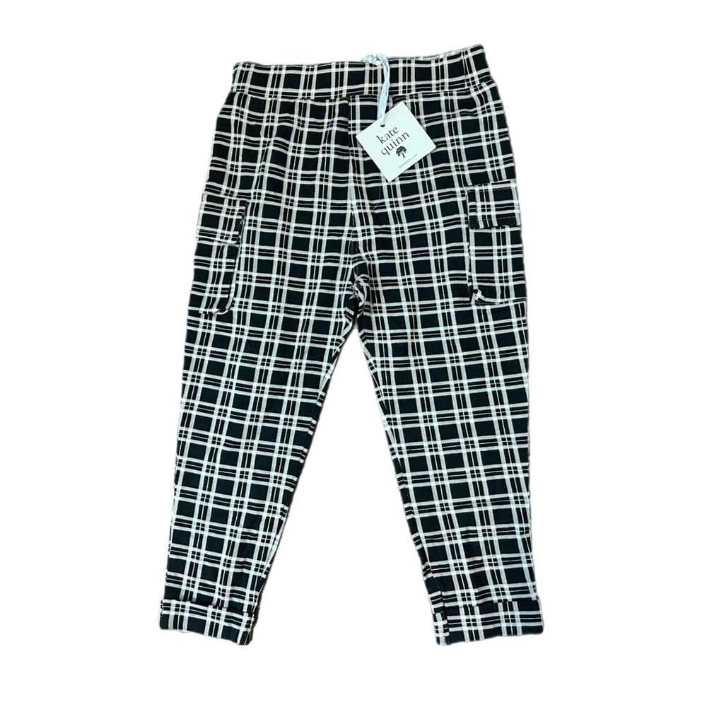 2T Kate Quinn Plaid Skinny Cargo Pants Boys Girls Toddler Bamboo Viscose Stretch